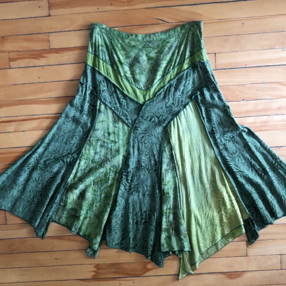 Forest Green Boho Fairy Whimsical Peasant Skirt